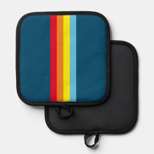 Retro Stripes Pot Holder (Navy Blue Multi) Topflappen (Vorderseite/Rückseite)