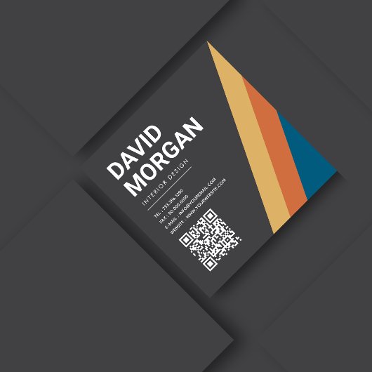 Retro Stripes QR Code Quadratische Visitenkarte