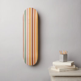 Retro Stripes Rainbow Groovy Seventies 70er Style Skateboard