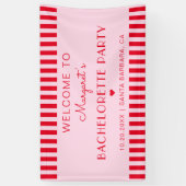 Retro Stripes Red & Pink Junggeselinnen-Abschied Banner (Vertikal)