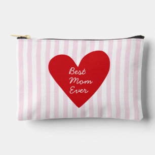 Retro Stripes Rot und Rosa Beste Mama je Zubehörtasche