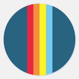 Retro Stripes Round Stickers (Navy Blue Multi)