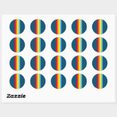 Retro Stripes Round Stickers (Navy Blue Multi) (Blatt)