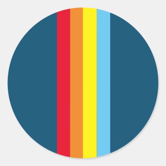 Retro Stripes Round Stickers (Navy Blue Multi) (Vorderseite)
