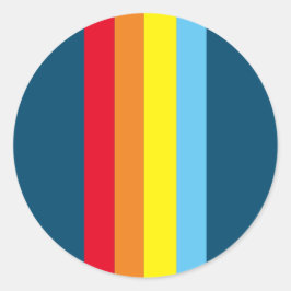 Retro Stripes Round Stickers (Navy Blue Multi)