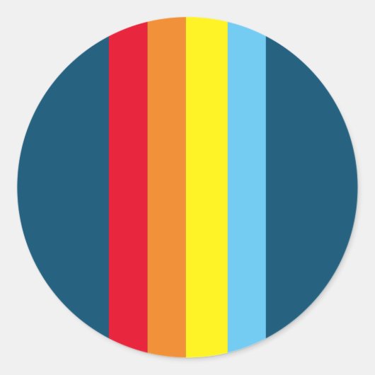 Retro Stripes Round Stickers (Navy Blue Multi) (Vorderseite)