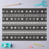 Retro Stripes Schneeflocken Schwarz-Weiß Weihnacht Seidenpapier (Basteln)