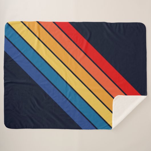 Retro Stripes Stilvolle Linien Stripter 70er 80er  Sherpadecke (Vorderseite (Horizontal))