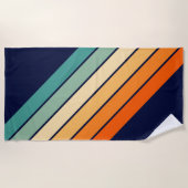 Retro Stripes Stilvolle Linien Stripter 70er 80er Strandtuch (Vorderseite)