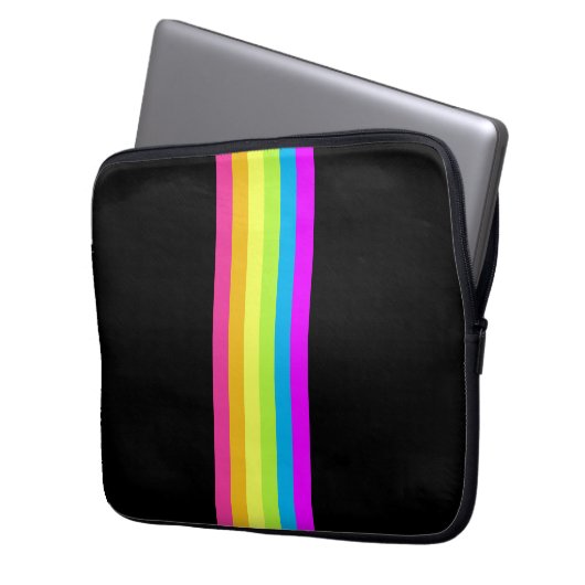Retro Stripes Tablet Case (Black & Neon Multi) (Vorderseite Links)