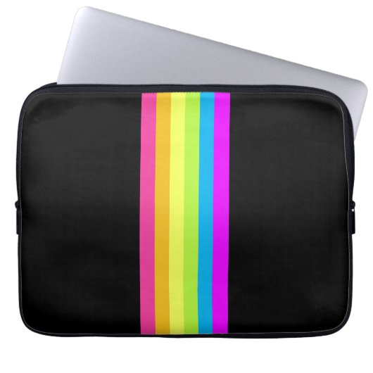 Retro Stripes Tablet Case (Black & Neon Multi) (Vorderseite)
