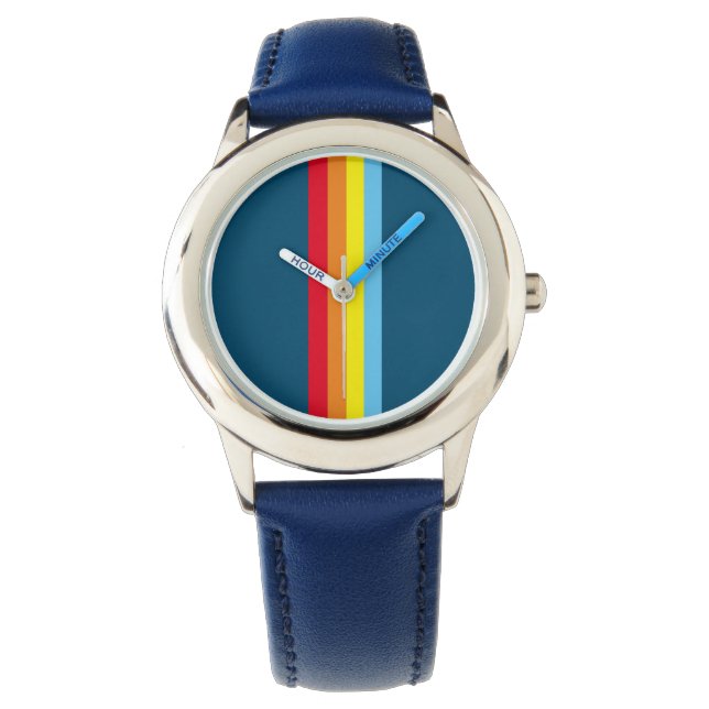 Retro Stripes Watch (Navy Blue Multi) Armbanduhr (Vorderseite)
