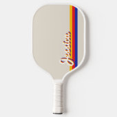 Retro Strips Script Personalisiert Name Monogram Pickleball Schläger (Rückseite)