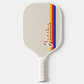 Retro Strips Script Personalisiert Name Monogram Pickleball Schläger (Vorderseite)