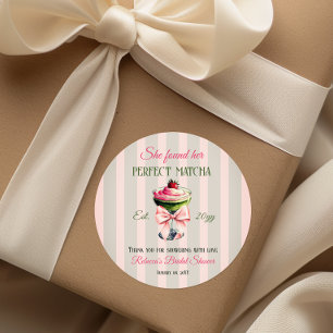 Retro-Strohhalm Perfect Matcha Rosa Schleife Jungg Runder Aufkleber