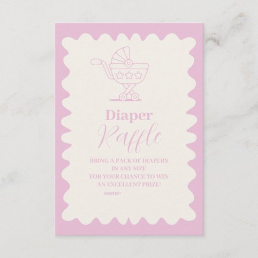 Retro Stroller Sketch Doodle Diapper Raffle Begleitkarte (Vorderseite)