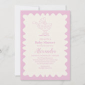 Retro Stroller Sketch Doodle Kinderdusche Einladung (Vorderseite)