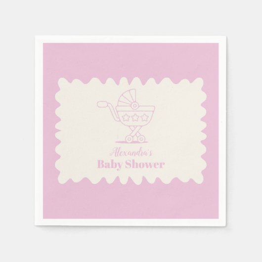 Retro Stroller Sketch Doodle Kinderdusche Serviette (Vorderseite)