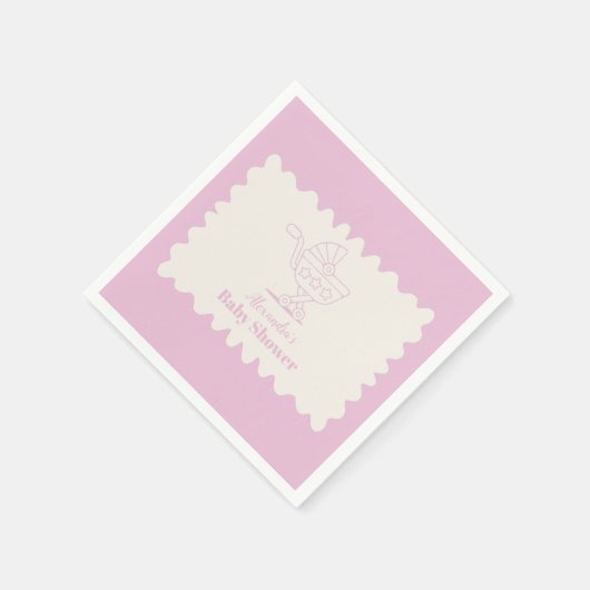 Retro Stroller Sketch Doodle Kinderdusche Serviette (Ecke)