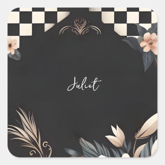 Retro Studio Kreatives Illustriertes Brautparty Quadratischer Aufkleber (Vorderseite)