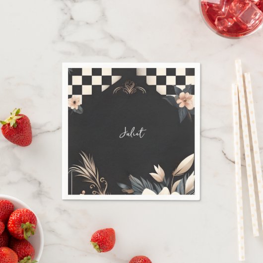 Retro Studio Kreatives Illustriertes Brautparty Serviette (Beispiel)