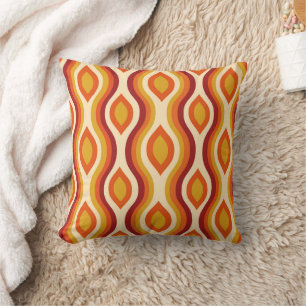 Retro-Stundenglas Ogee in Orange, Gelbes Muster  Kissen