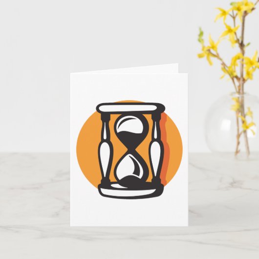 Retro-Stundenglas-Zeit Minimalistisch Karte (Gelbe Blume)