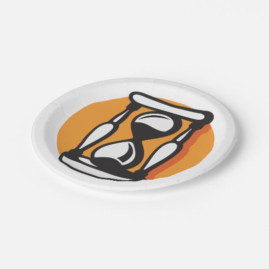 Retro-Stundenglas-Zeit Minimalistisch Pappteller (Schrägansicht)