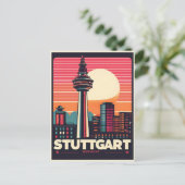 Retro Stuttgart Fernsehturm Fernsehturm - deutsche Postkarte (Stehend Vorderseite)
