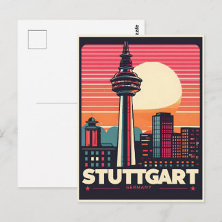 Retro Stuttgart Fernsehturm Fernsehturm - deutsche Postkarte