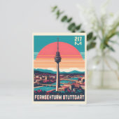 Retro Stuttgart Fernsehturm Fernsehturm - deutsche Postkarte (Stehend Vorderseite)
