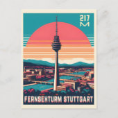 Retro Stuttgart Fernsehturm Fernsehturm - deutsche Postkarte (Vorderseite)