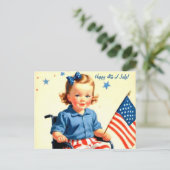Retro Style 4. Juli Postkarte (Stehend Vorderseite)