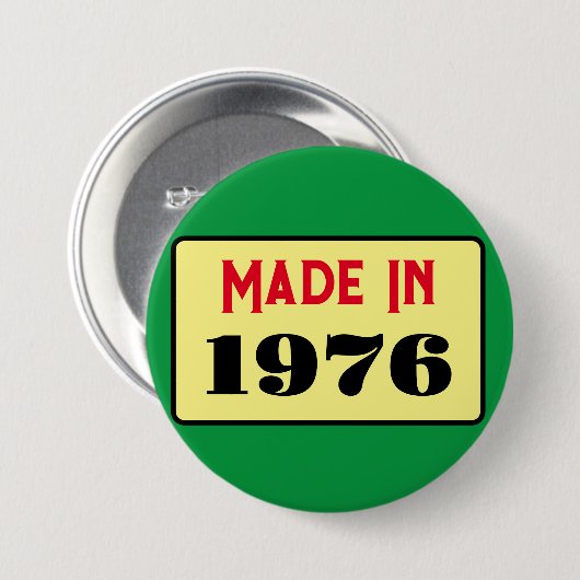 Retro style 50th birthday badge 1976 button (Vorne & Hinten)