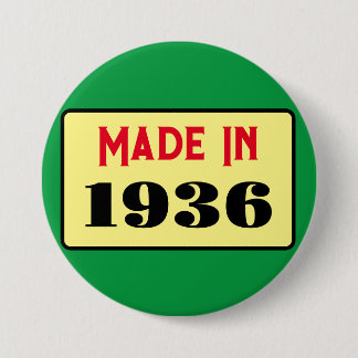 Retro style 90th birthday badge 1936 button