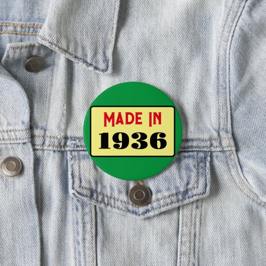 Retro style 90th birthday badge 1936 button (Beispiel)