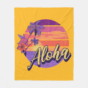 Retro-Style "Aloha"-Textdesign Fleecedecke