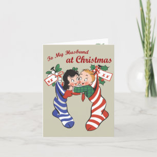 Retro-Style "An den Ehemann zu Weihnachten"-Karte Feiertagskarte