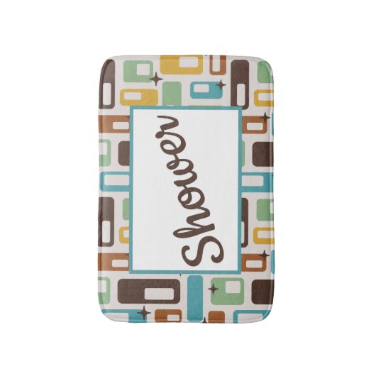 Retro-Style Atomic Capsules Pattern Customizable Badematte (Vorderseite Vertikal)