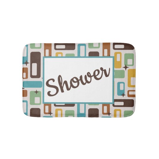 Retro-Style Atomic Capsules Pattern Customizable Badematte (Vorderseite)