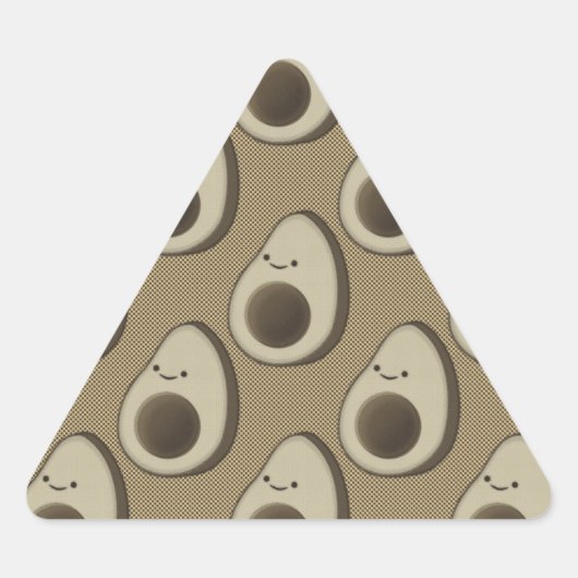 Retro-Style Avocado-Muster Dreieckiger Aufkleber (Vorderseite)