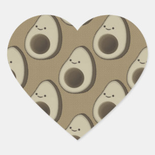 Retro-Style Avocado-Muster Herz-Aufkleber
