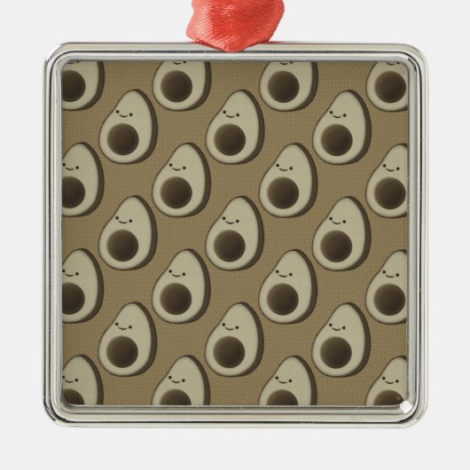 Retro-Style Avocado-Muster Ornament Aus Metall (Vorne)