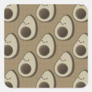 Retro-Style Avocado-Muster Quadratischer Aufkleber