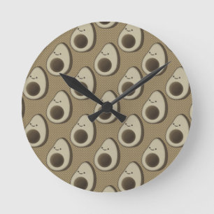 Retro-Style Avocado-Muster Runde Wanduhr