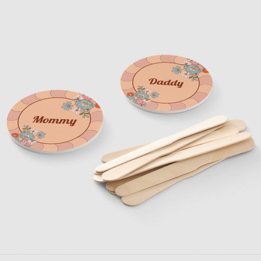 Retro Style Baby Shower Mommy und Daddy Game Fan Fächer (Non-assembled)