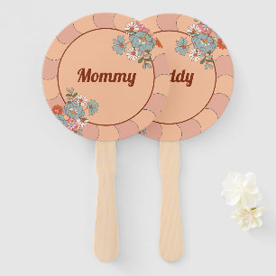 Retro Style Baby Shower Mommy und Daddy Game Fan Fächer