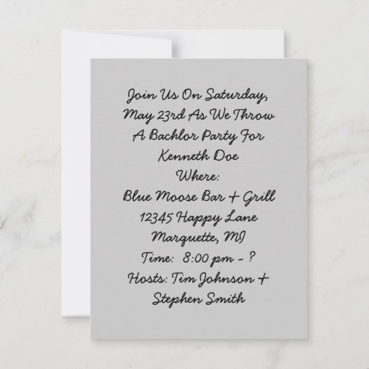 Retro Style Bachelor Party Ankündigung (Rückseite)