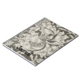 Retro Style Baroque Grau Floral Journal Notizblock (Linke Seite)