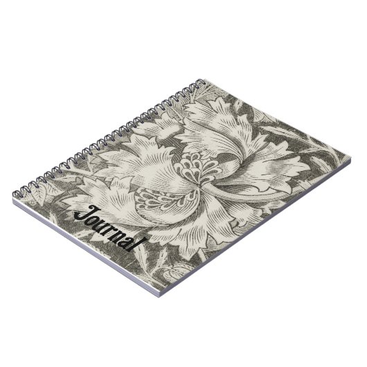 Retro Style Baroque Grau Floral Journal Notizblock (Linke Seite)